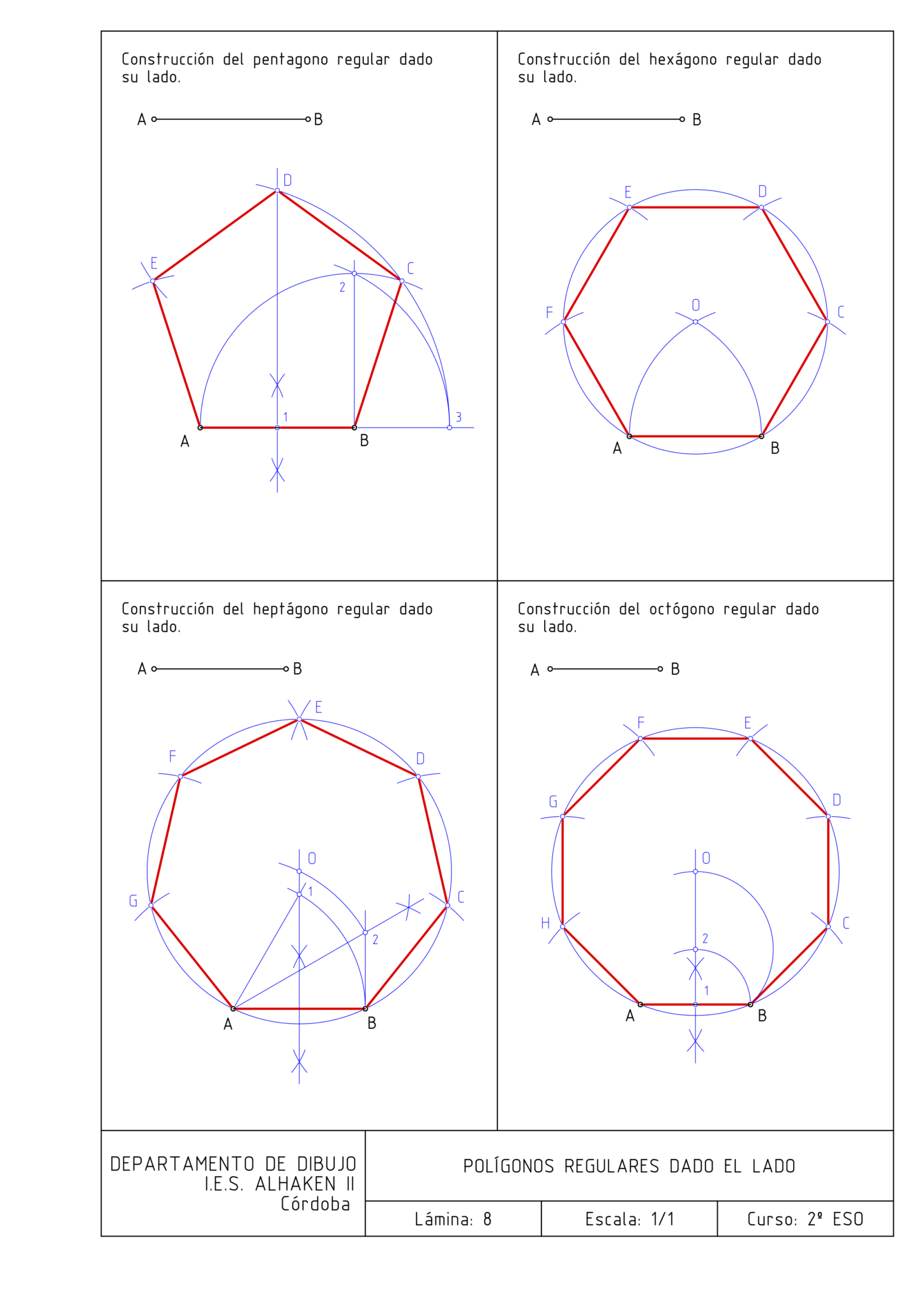 EPVA 2º ESO. LÁMINA 08 POLÍGONOS REGULARES DADO EL LADO. Blog de EPVA
