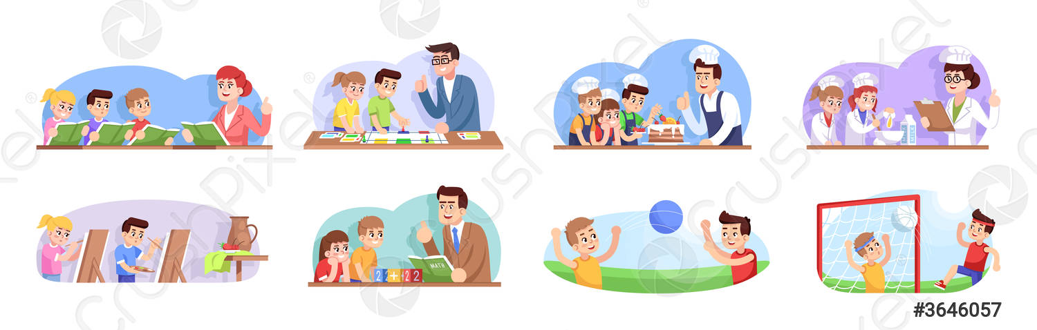school-flat-vector-illustrations-set-3646057