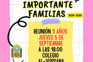 Aviso importante Reunión 3 años 2024-2025