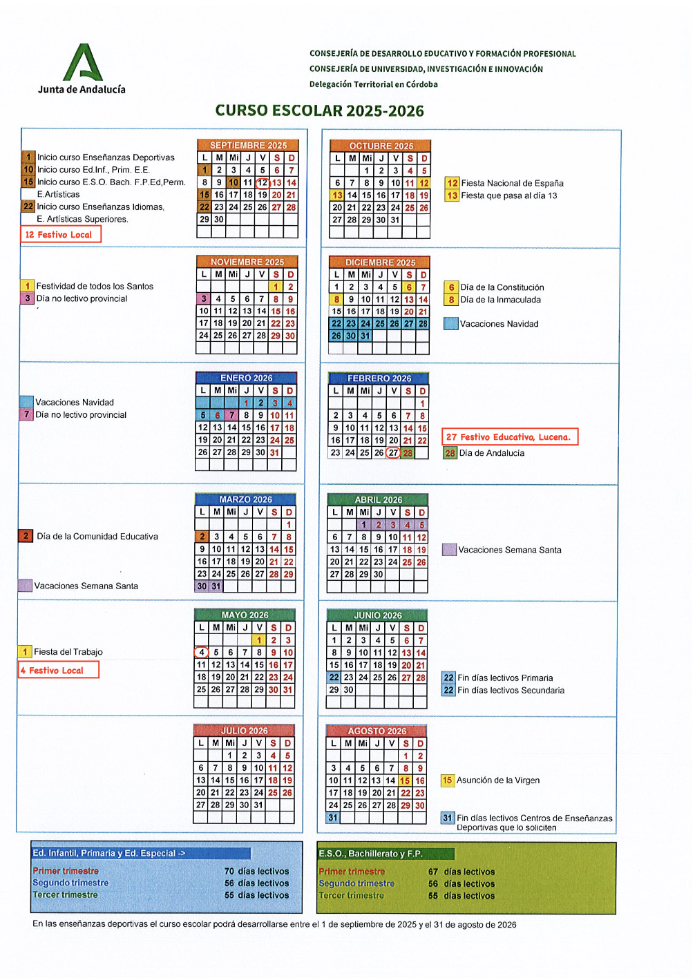Calendario Escolar