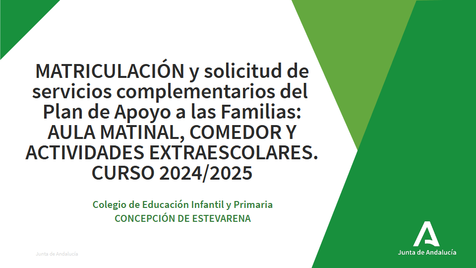 Información sobre el procedimiento de matricula y solicitud de servicios complementarios