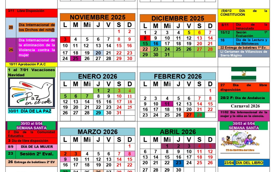 CALENDARIO ESCOLAR 2025/2026