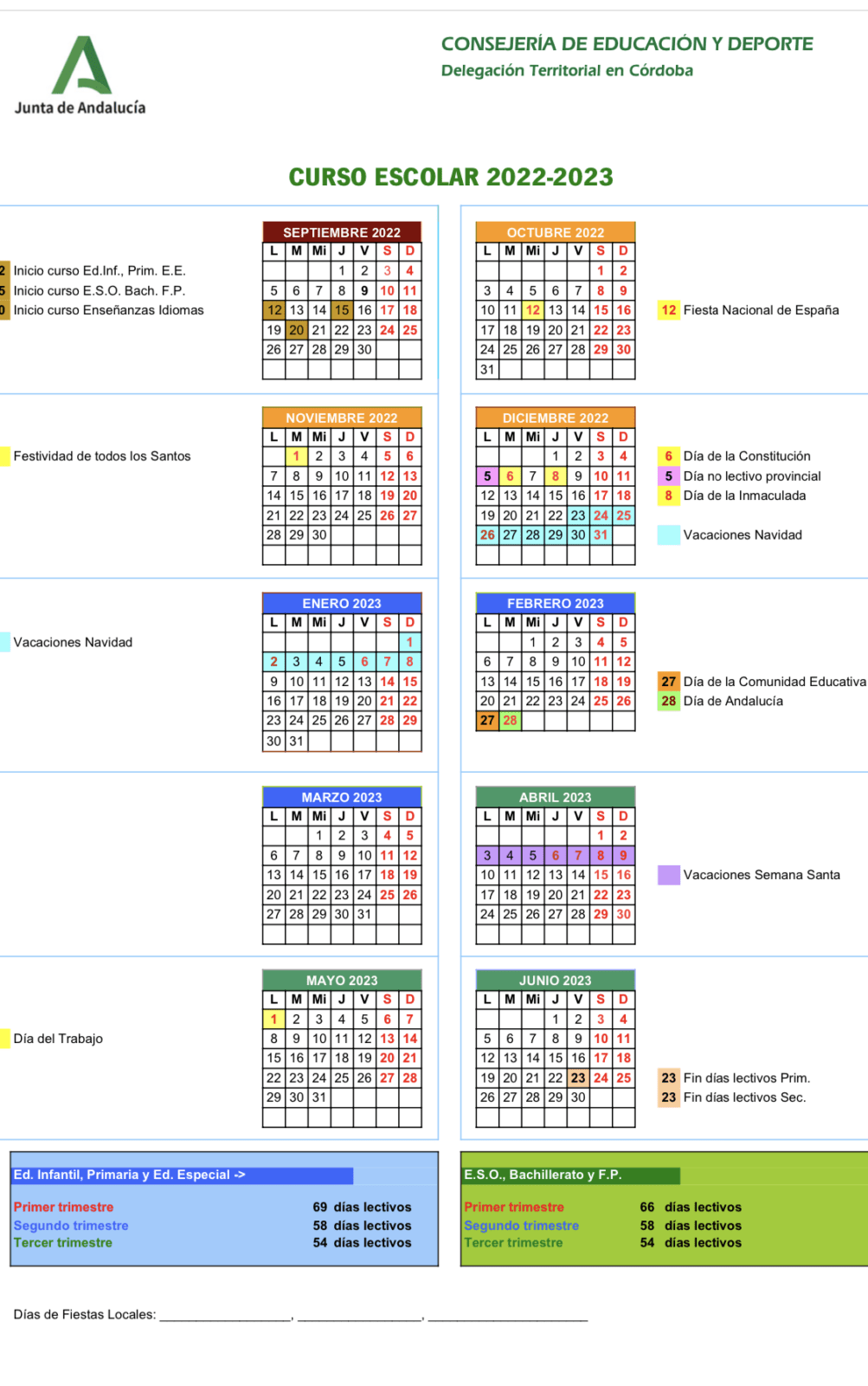 Calendario Escolar Ceip FerrobÚs 9992