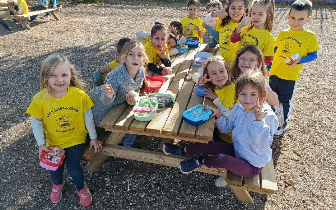 Mesas picnic en nuestro patio de recreo
