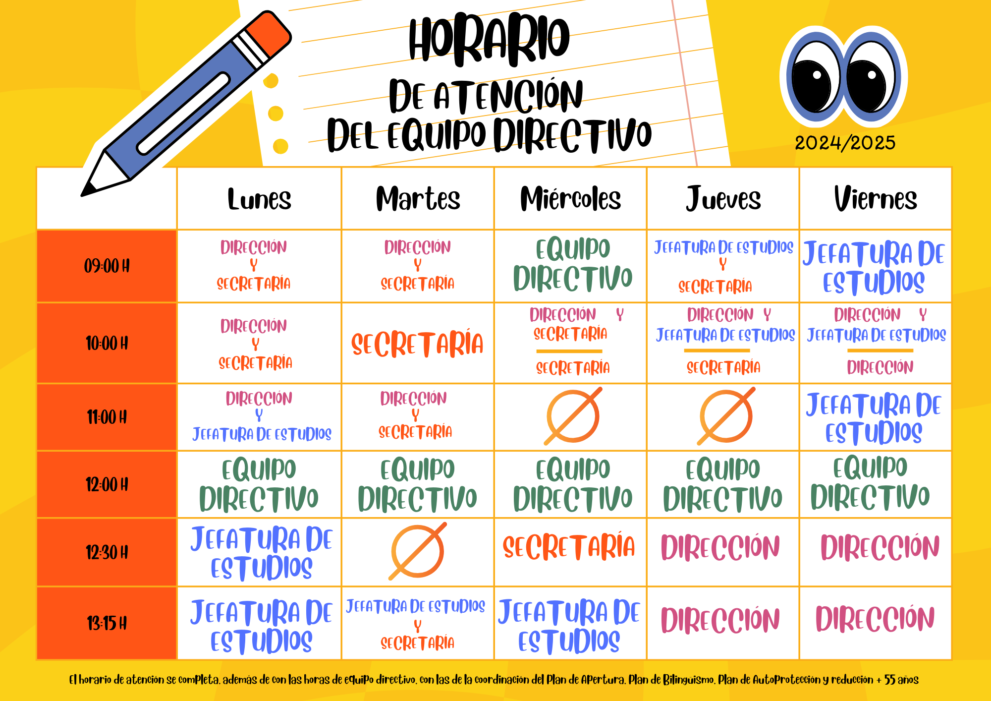 HORARIO Equipo directivo