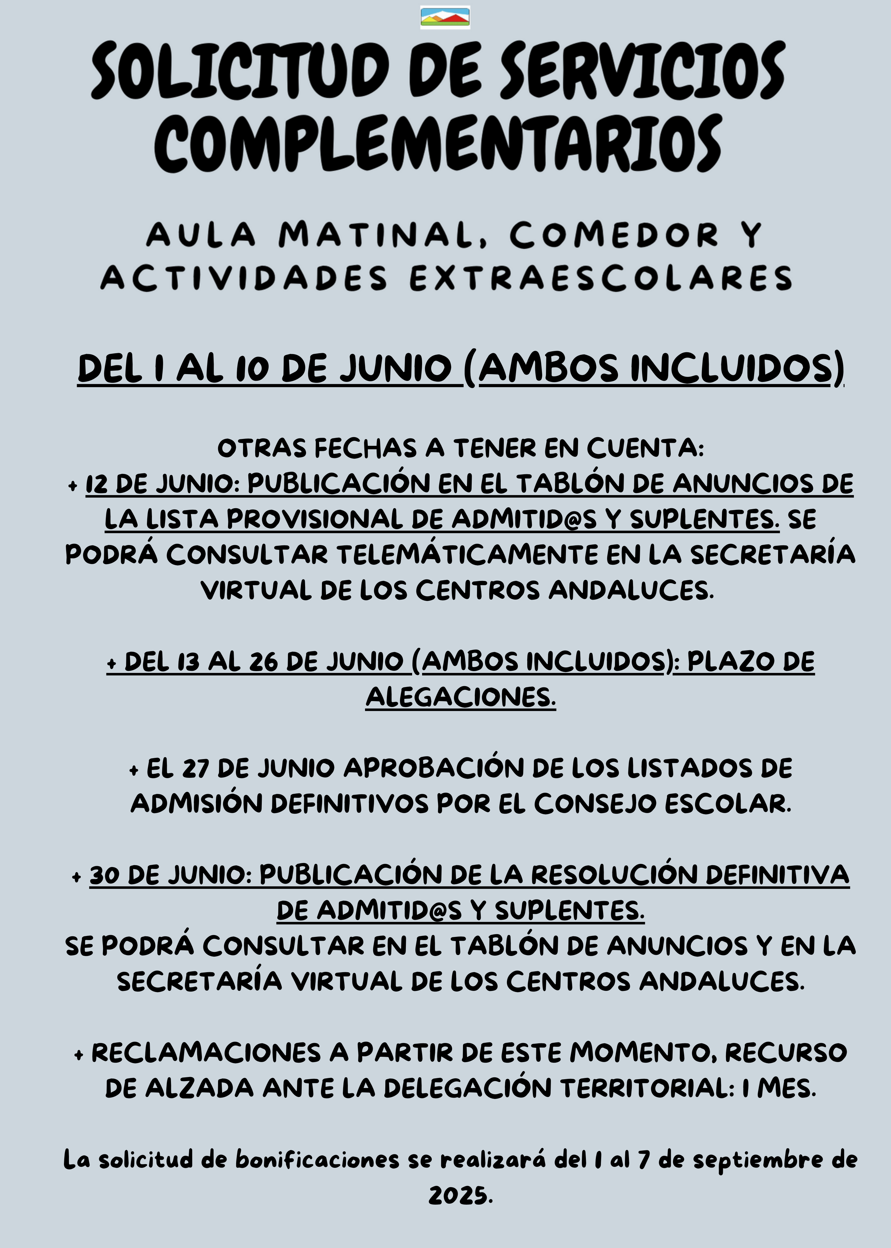 Plazos servicios complementarios