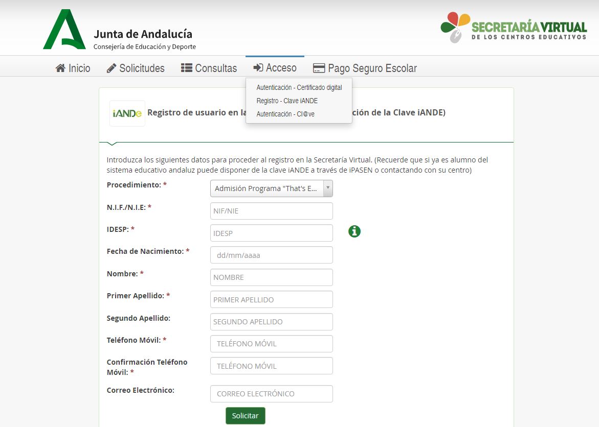 REGISTRO en iANDE CEIP PALACIOS RUBIO