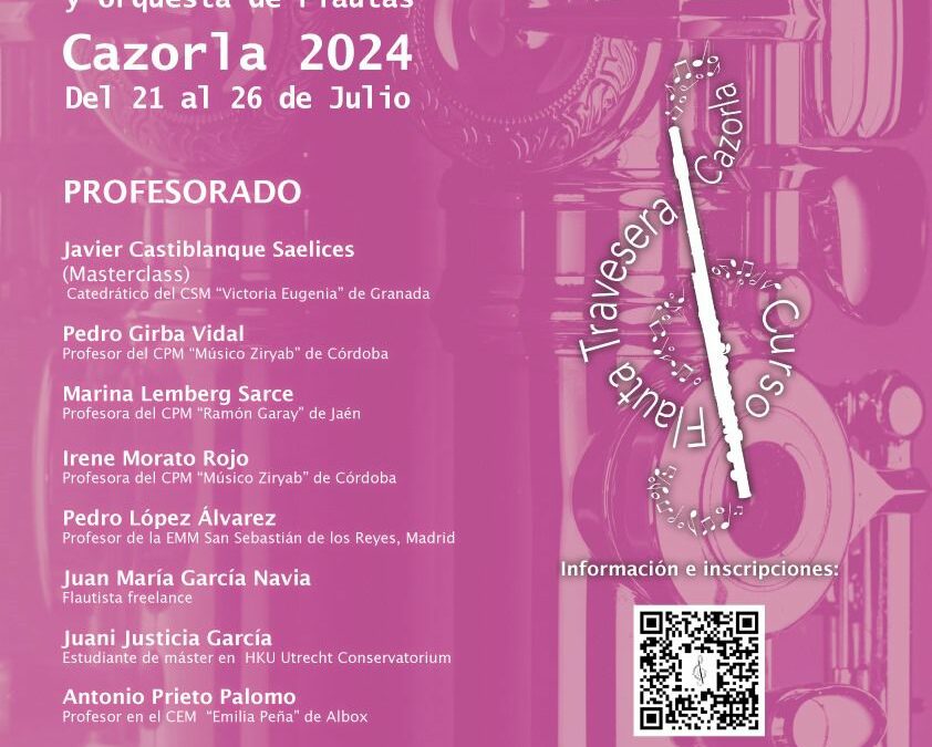Cartel informativo sobre curso un curso de flauta en Cazorla