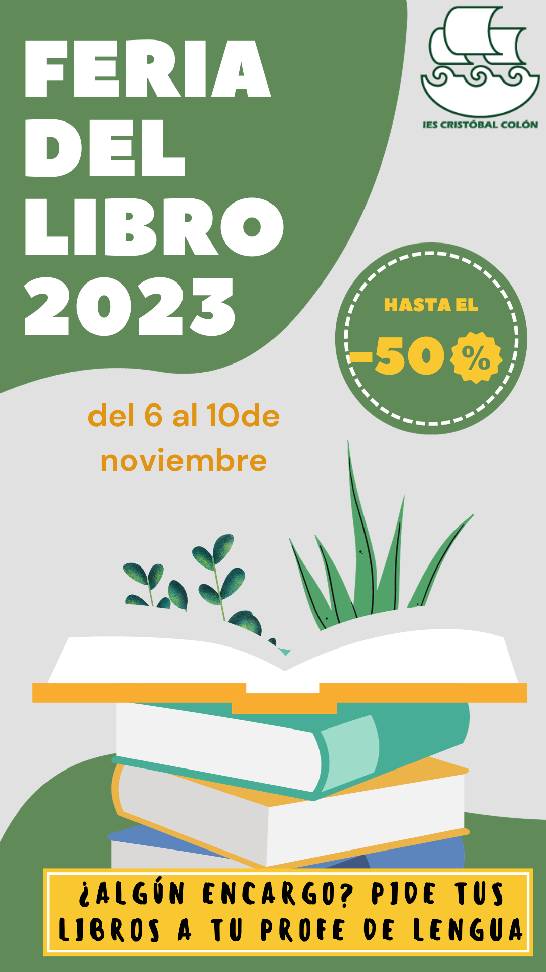 Grey And Green Minimalist International Book Fair Story Template