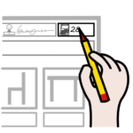 ilustración en la que se puede ver una mano de una persona sosteniendo un lápiz y realizando una anotación en un documento de papel
