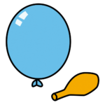 Dos Globos De Fiesta De Color Azul Y Naranja. El Azul Está Inflado Y El Naranja Está Desinflado.