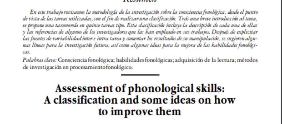 articulo defior clasificacion tareas fonologicas