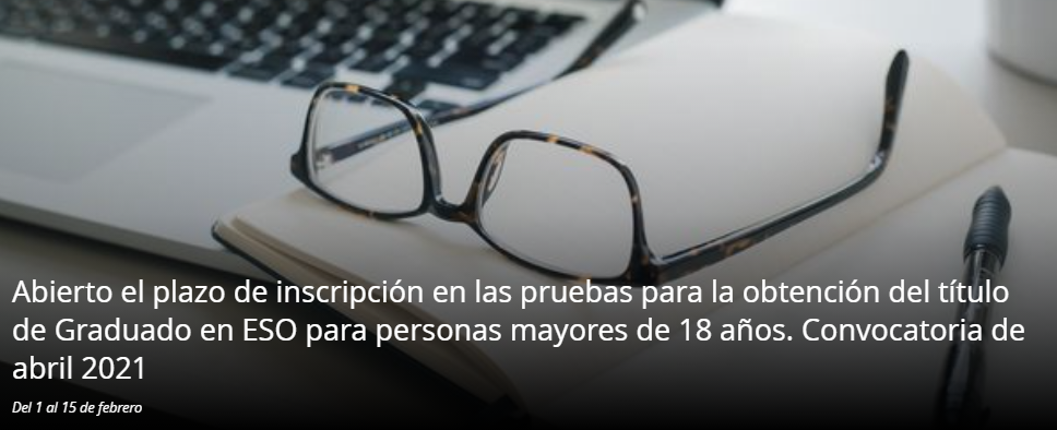Convocatoria Pruebas Libres ESO 2021