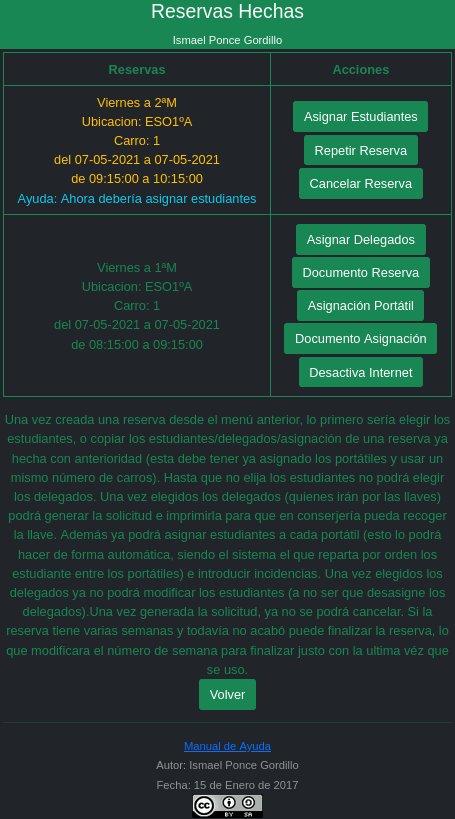 Gestión de reserva