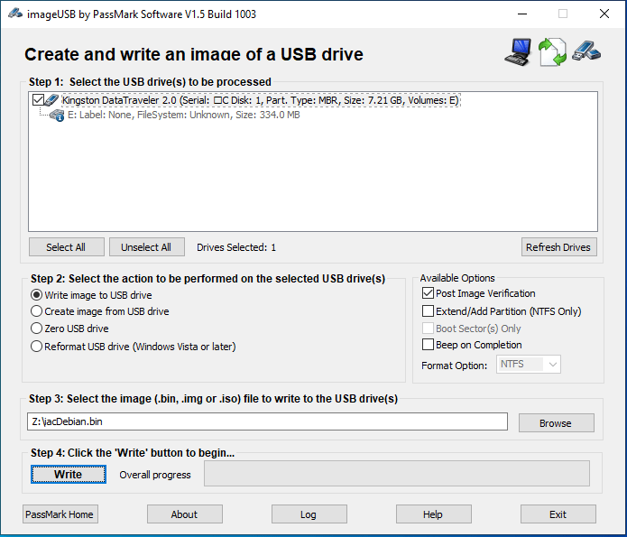 Programa imageUSB
