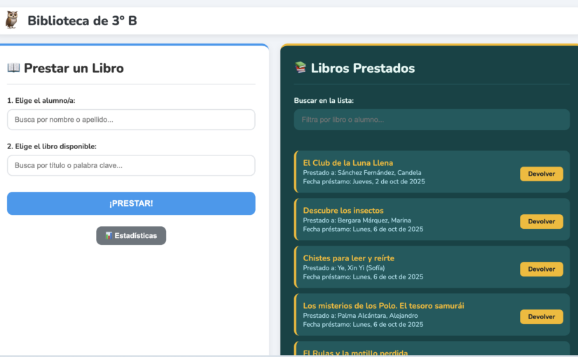 WebApp para gestionar la biblioteca de aula con Google Sheets