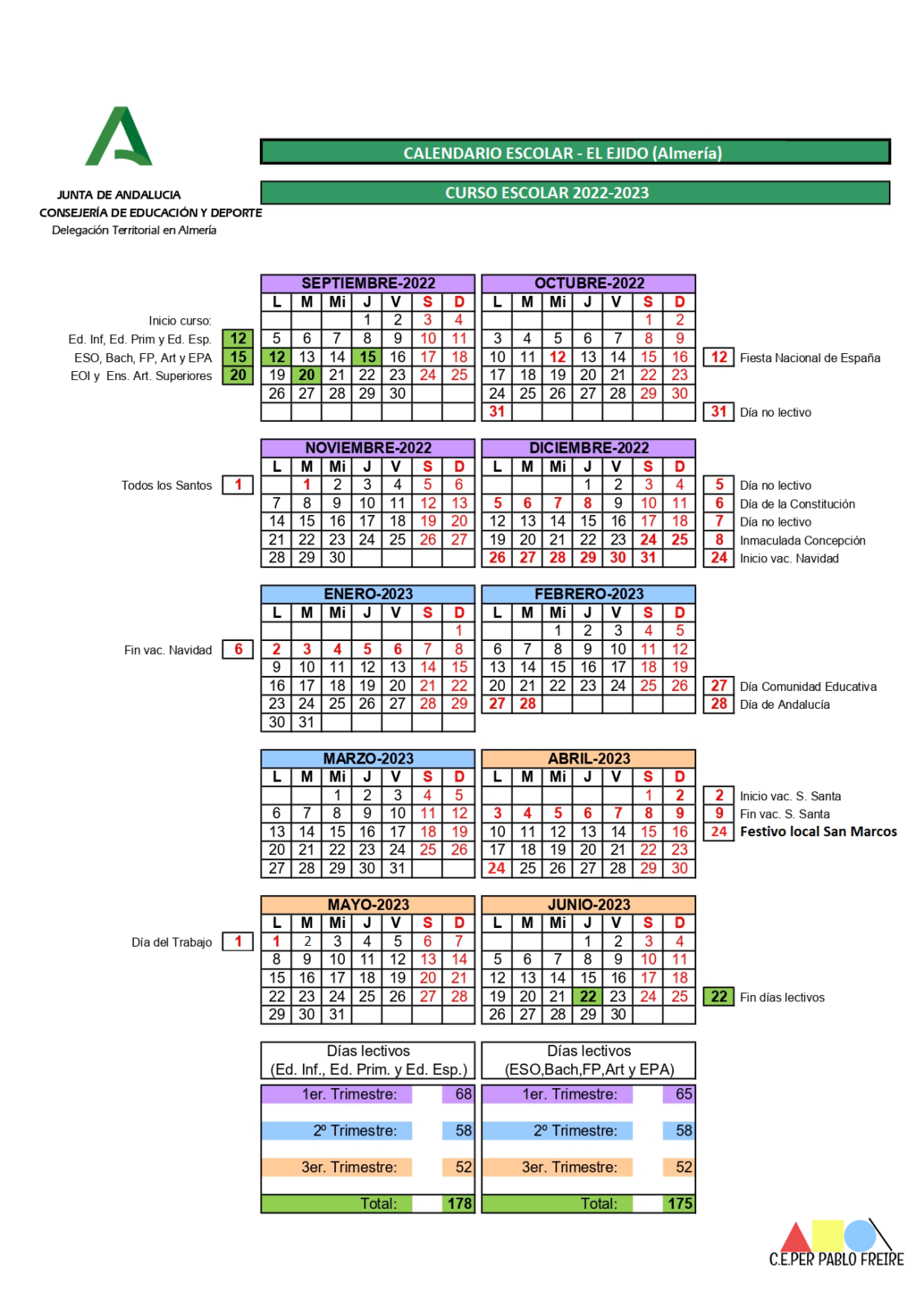 Calendario Laboral 2024 El Ejido - Image to u