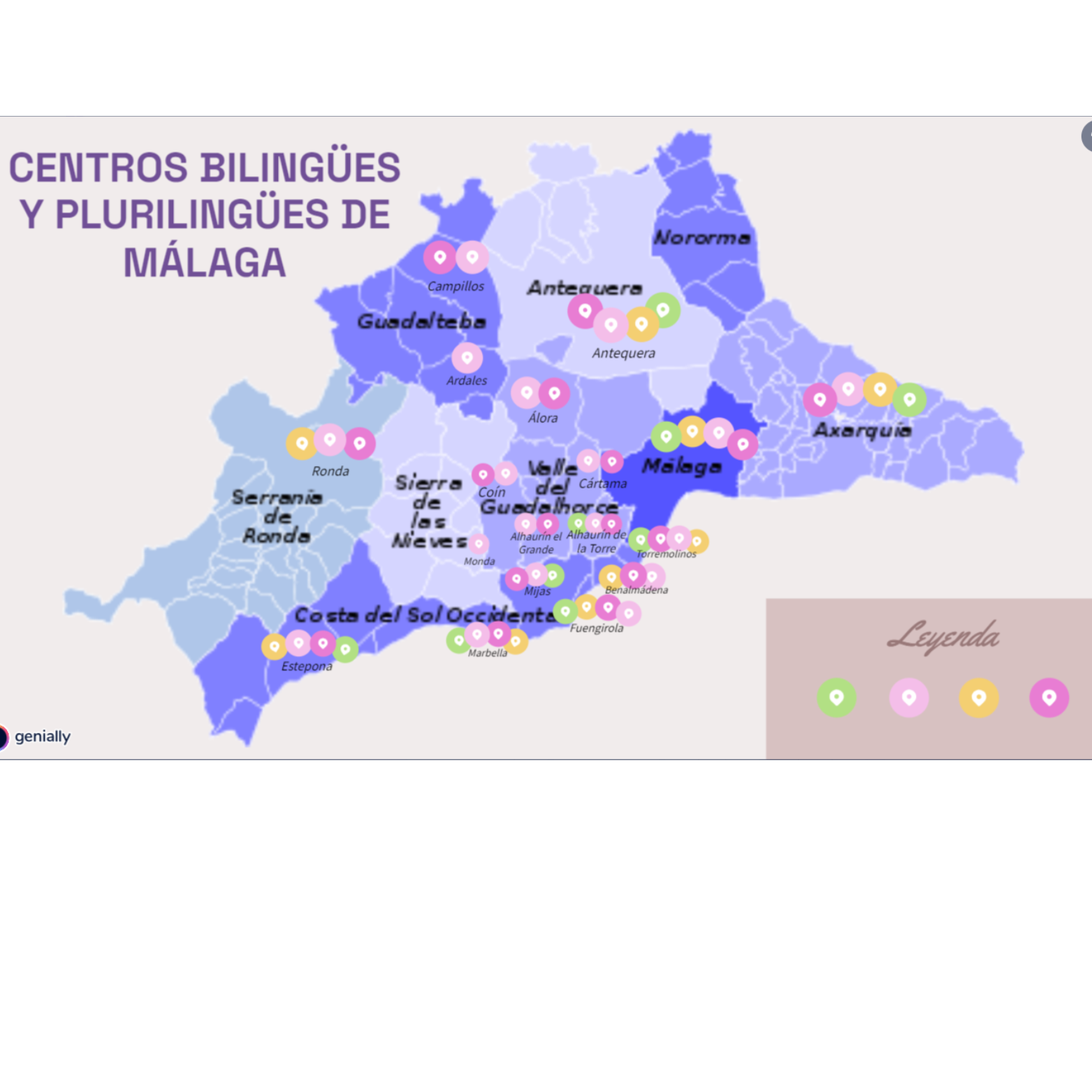 Mapa Interactivo Centros Bilingües y Plurilingües provincia de Málaga