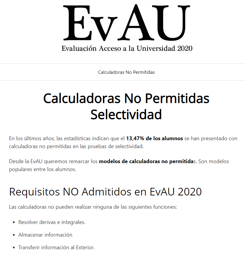 Calculadoras permitidas en Selectividad 2020 en Andalucía | profe.mates.jac  - blog para tod@s (Mates)