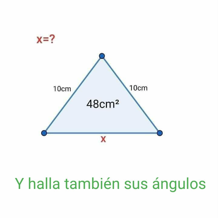 Halla el valor de x en este triángulo isósceles y además resuelve dicho  triángulo | profe.mates.jac - blog para tod@s (Mates)