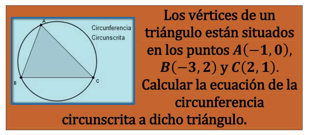 Calcula la ecuación de la circunferencia circunscrita al triángulo dado |  profe.mates.jac - blog para tod@s (Mates)