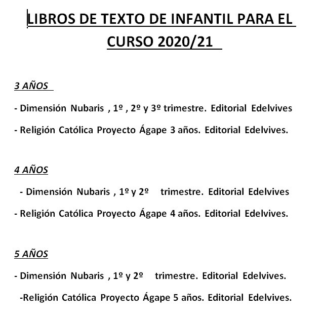 Listado de Libros INFANTIL 3 - 5 AÑOS